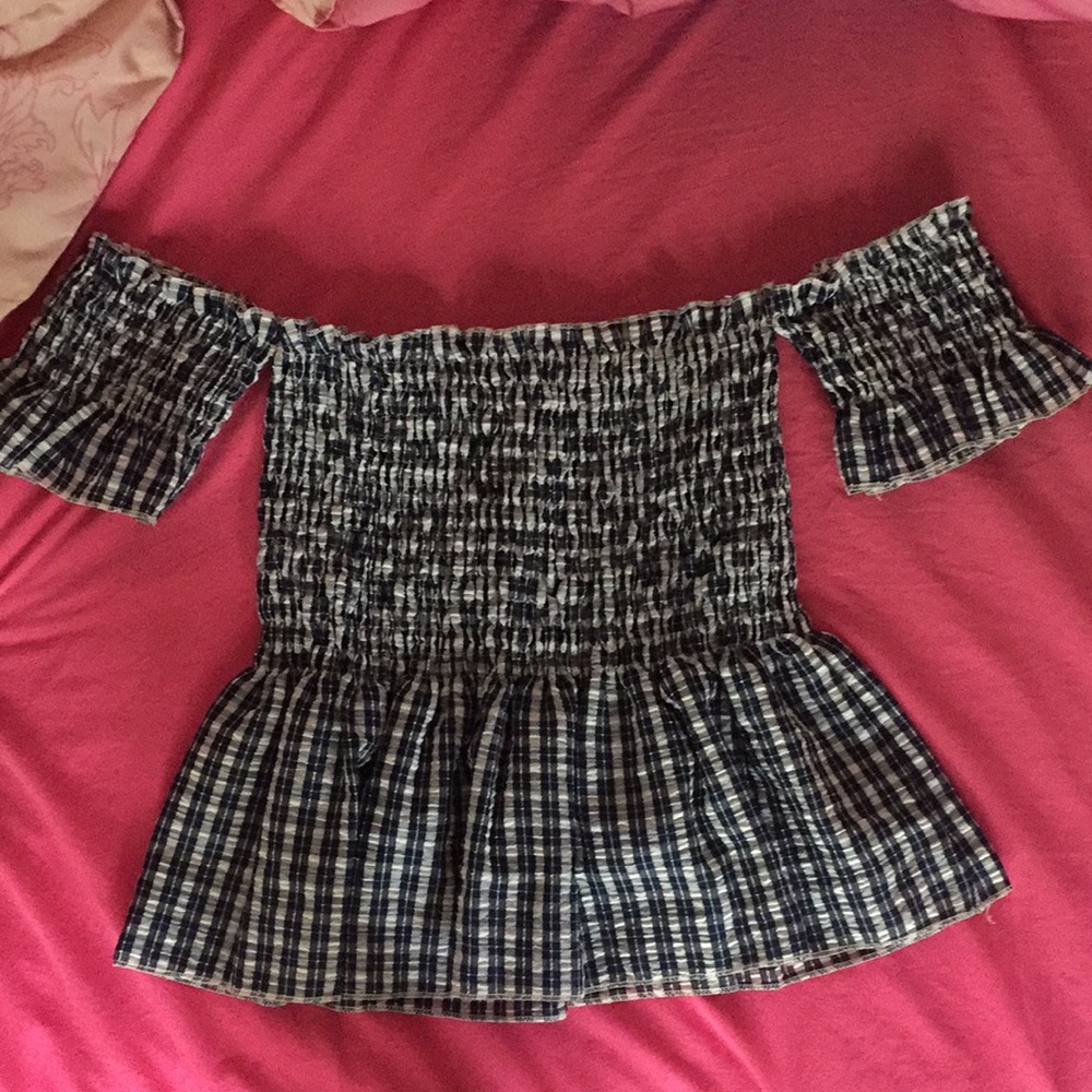 Gingham peplum top